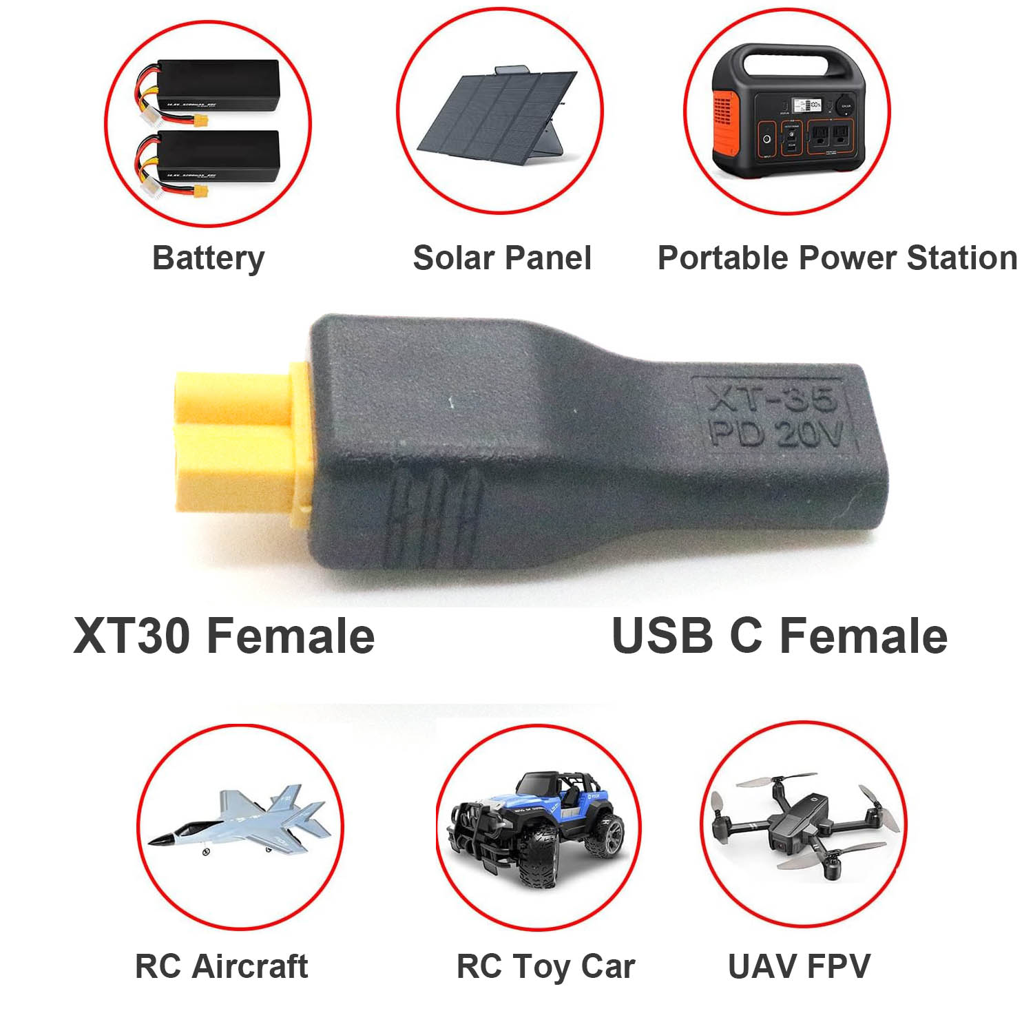 1 unidad USB tipo C entrada he - Drone Battery Adapter reseña y precio